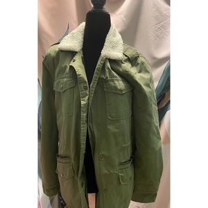 Velvet by Graham and Spencer Army Green Sherpa Lined Coat/Jacket